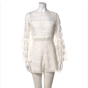 White Alexis long sleeve lace romper